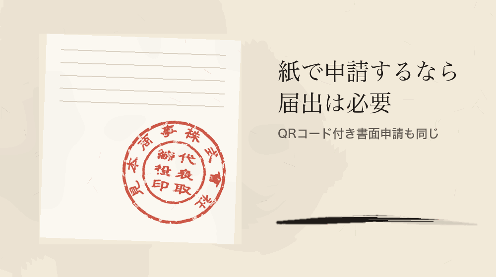 紙で申請するなら届出は必要。QRコード付き書面申請も同じ