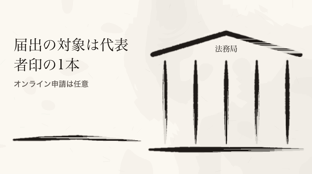 届出の対象は代表者印の1本。オンライン申請は任意