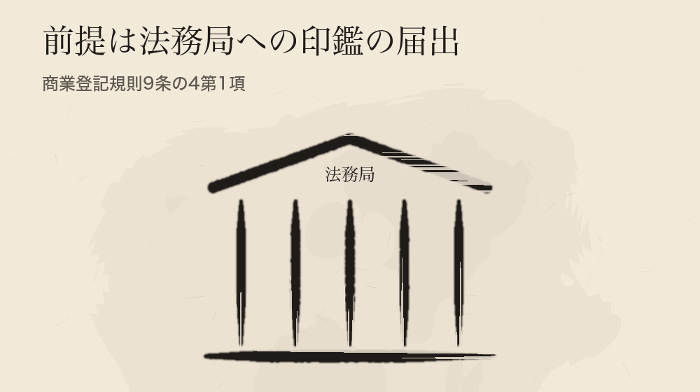 前提は法務局への印鑑の届出。商業登記規則9条の4第1項