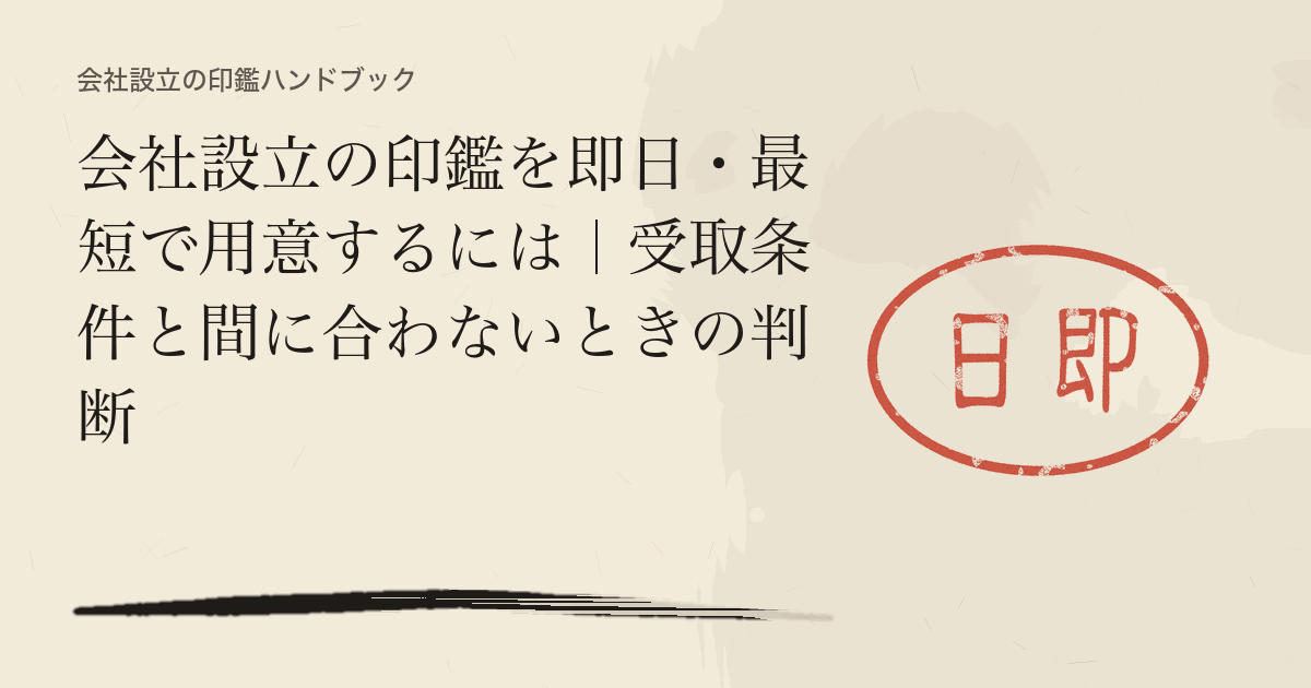 会社設立の印鑑を即日・最短で用意するには|受取条件と間に合わないときの判断