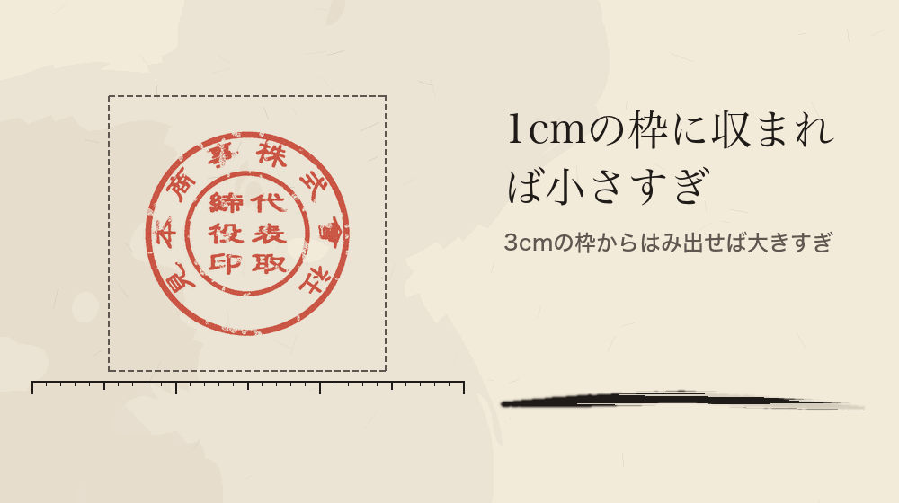 1cmの枠に収まれば小さすぎ。3cmの枠からはみ出せば大きすぎ